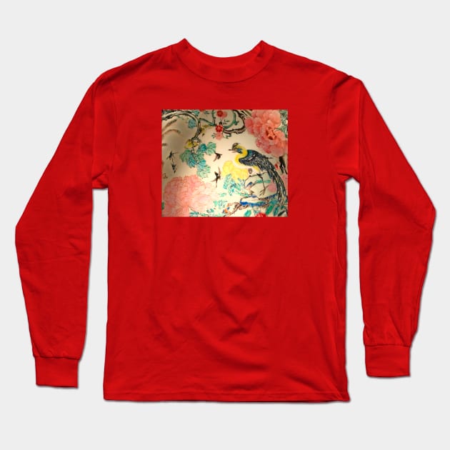 Birds and Peonies Long Sleeve T-Shirt by ALifeSavored